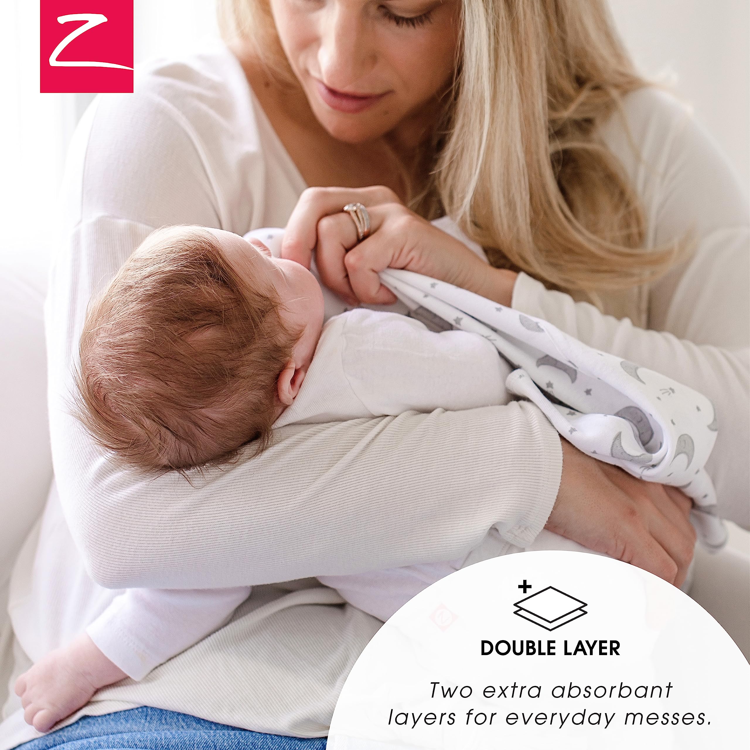 Zutano burp cloths machine wash cold and tumble dry low for easy cleanup.