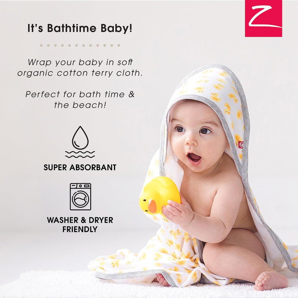 Zutano elephant bath time towel design adds playful element to bath routine