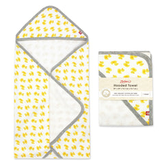Zutano hooded baby towel front view highlights ultra-soft fabric for cozy newborn bath time