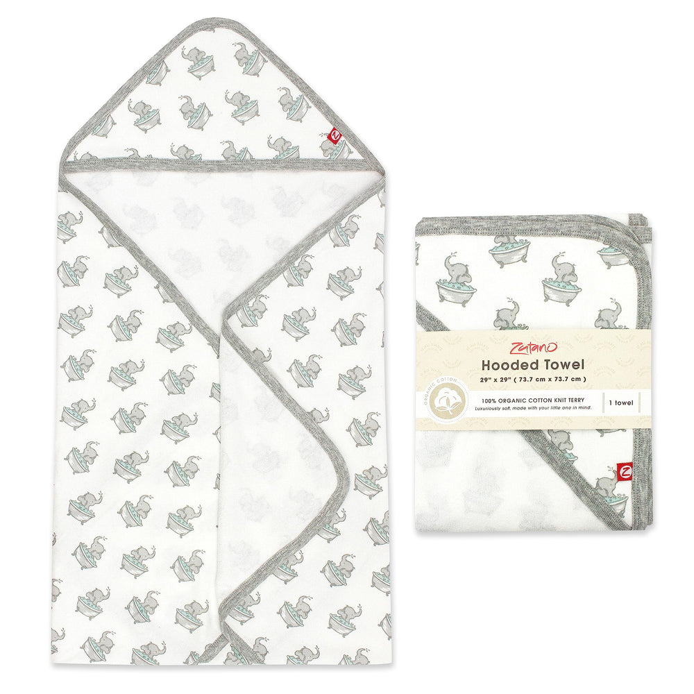 Zutano hooded baby towel closeup shows organic cotton softness for delicate skin