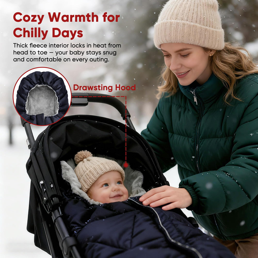 ZUTESU stroller footmuff zipper-open shows easy access and warmth