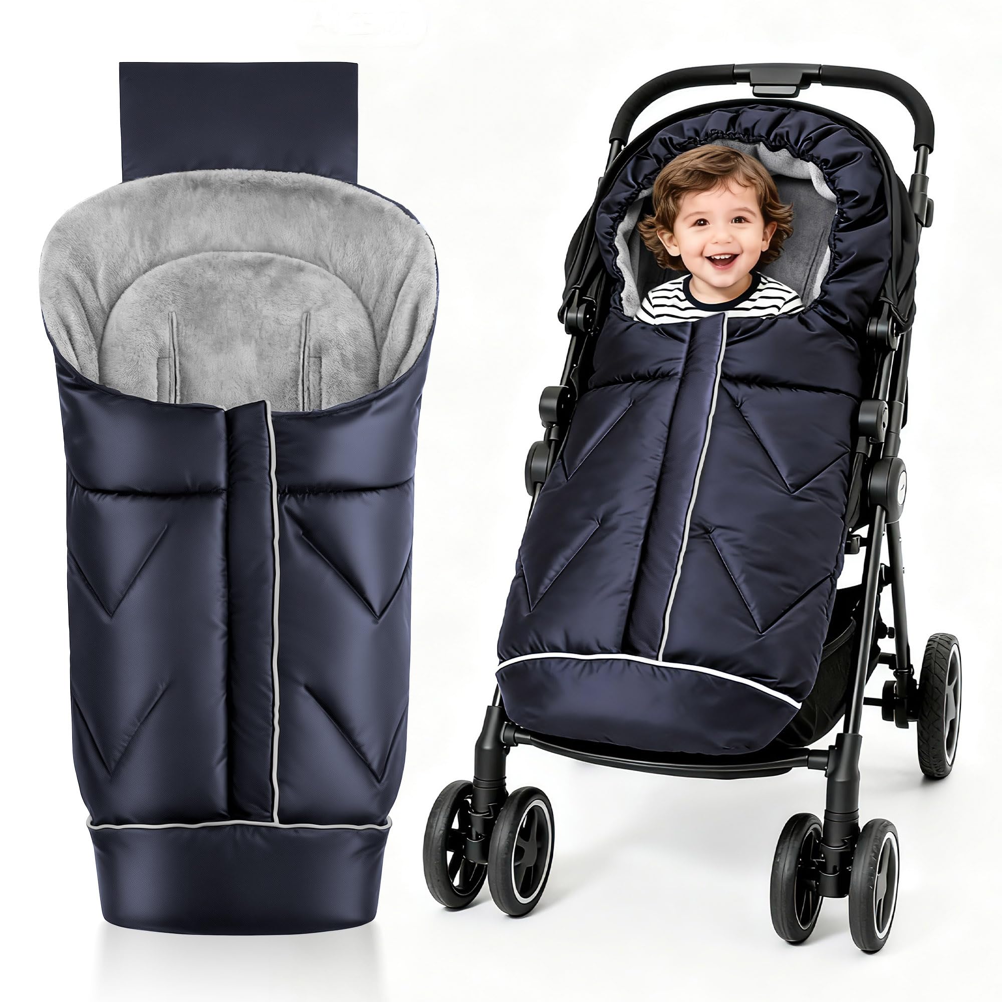 ZUTESU universal stroller blanket blue folded for quick warmth