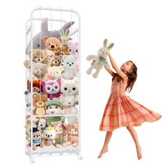 Zuughay metal tube stuffed animal holder front view shows sturdy, organized play space.