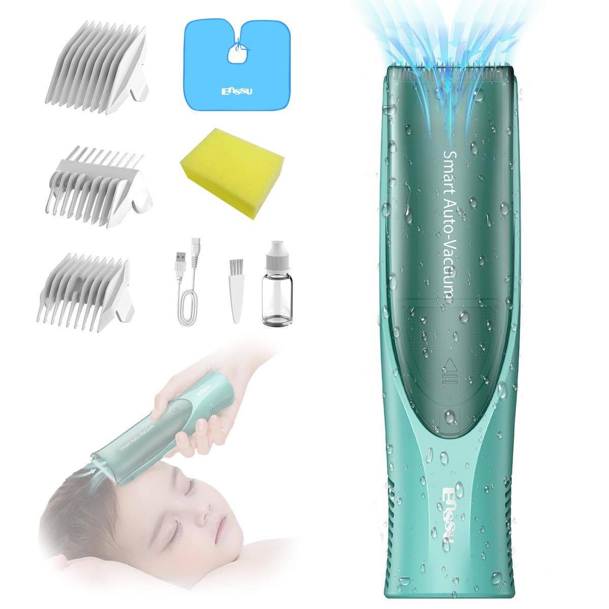 Zuxify ceramic blade closeup for gentle baby hair trimming