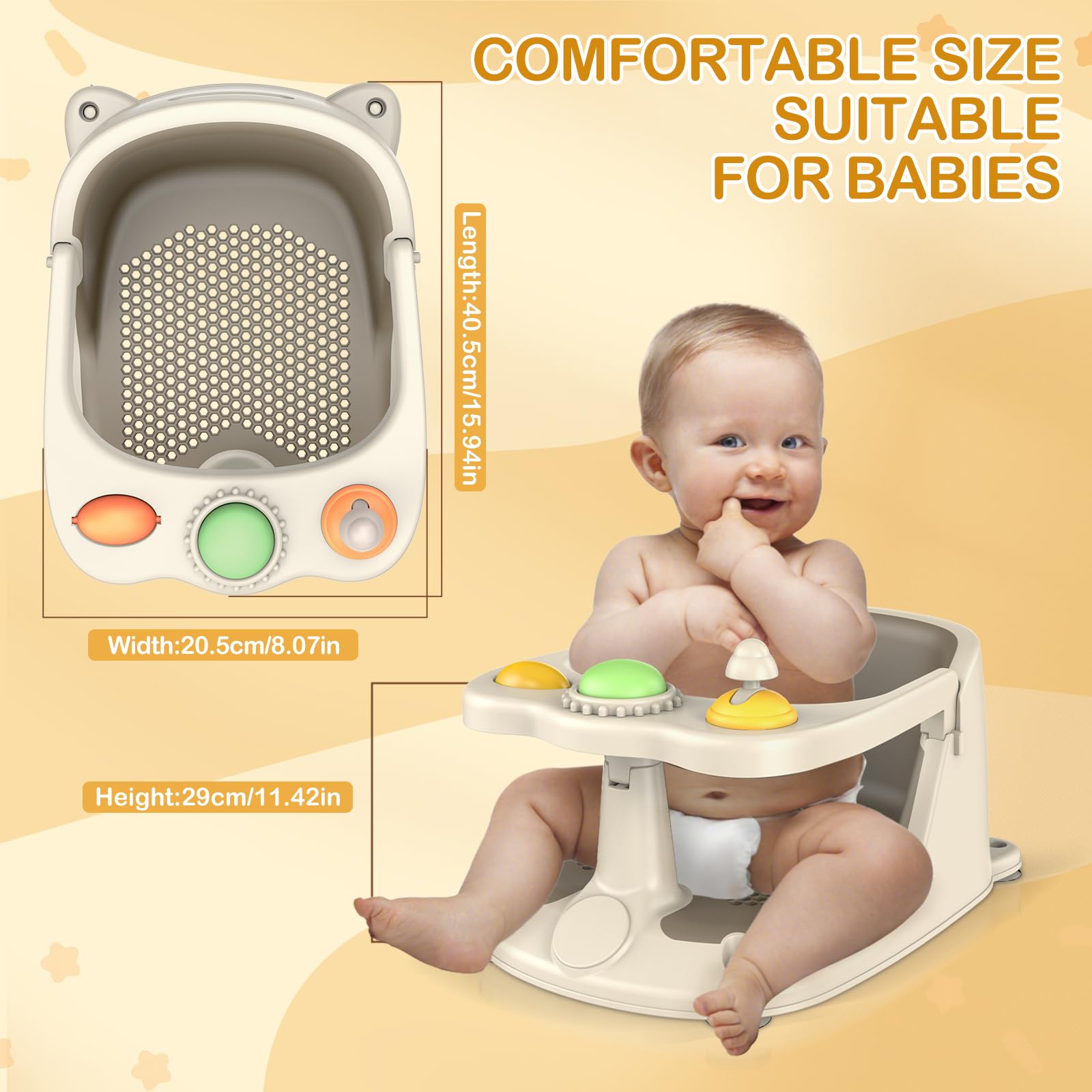 ZWRTU Baby Bath Seat includes bath-time accessories to engage baby