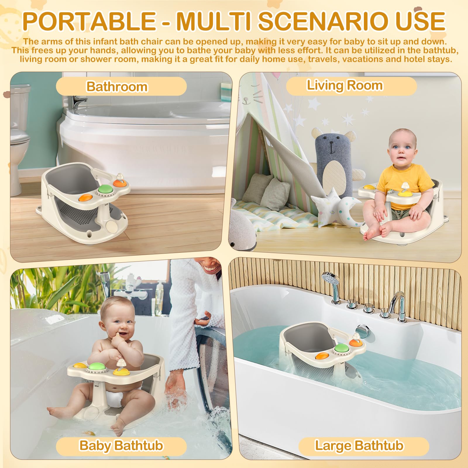 ZWRTU Baby Bath Seat easy-clean design for quick maintenance