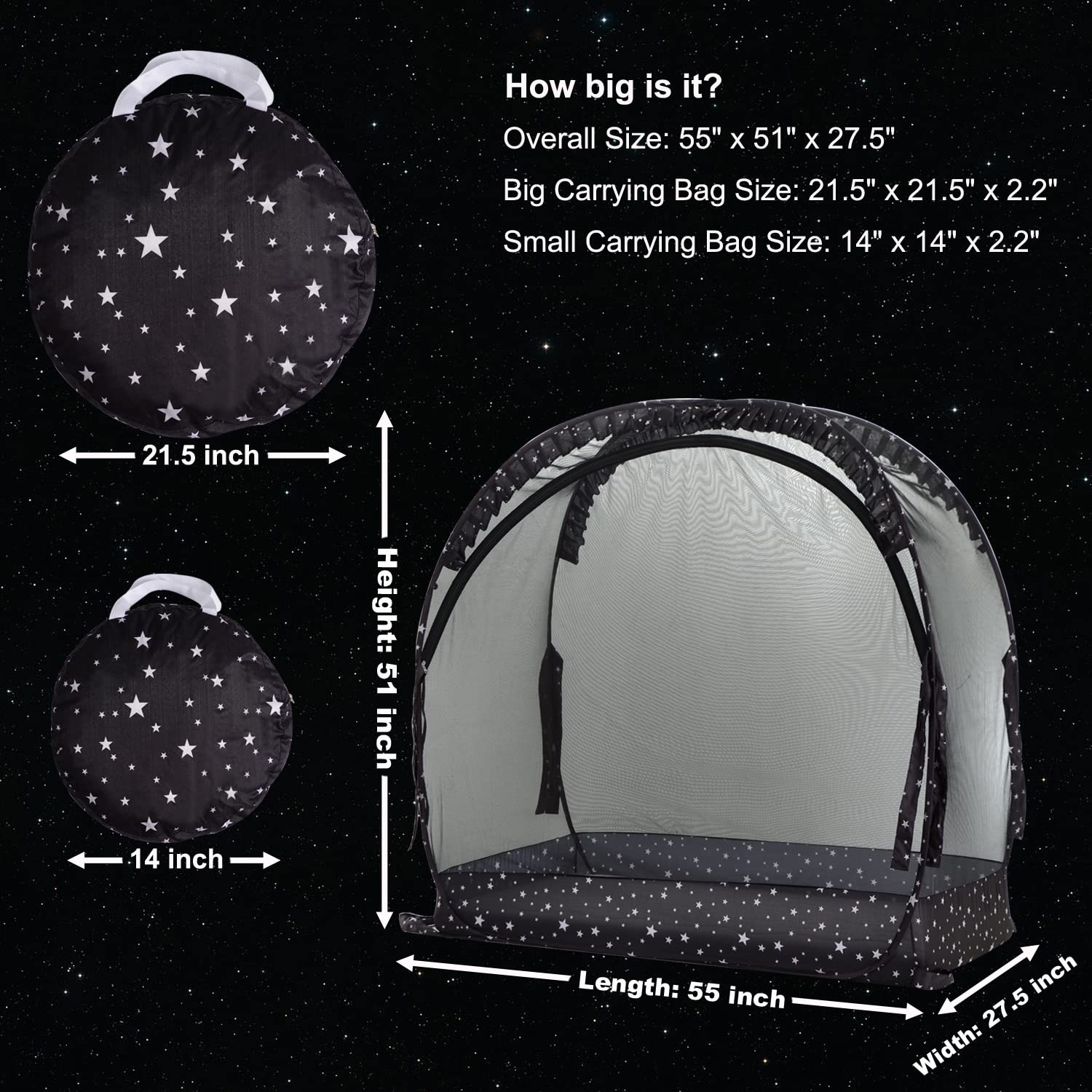 ZXPLO Safety Crib Tent fits standard cribs for versatile use.