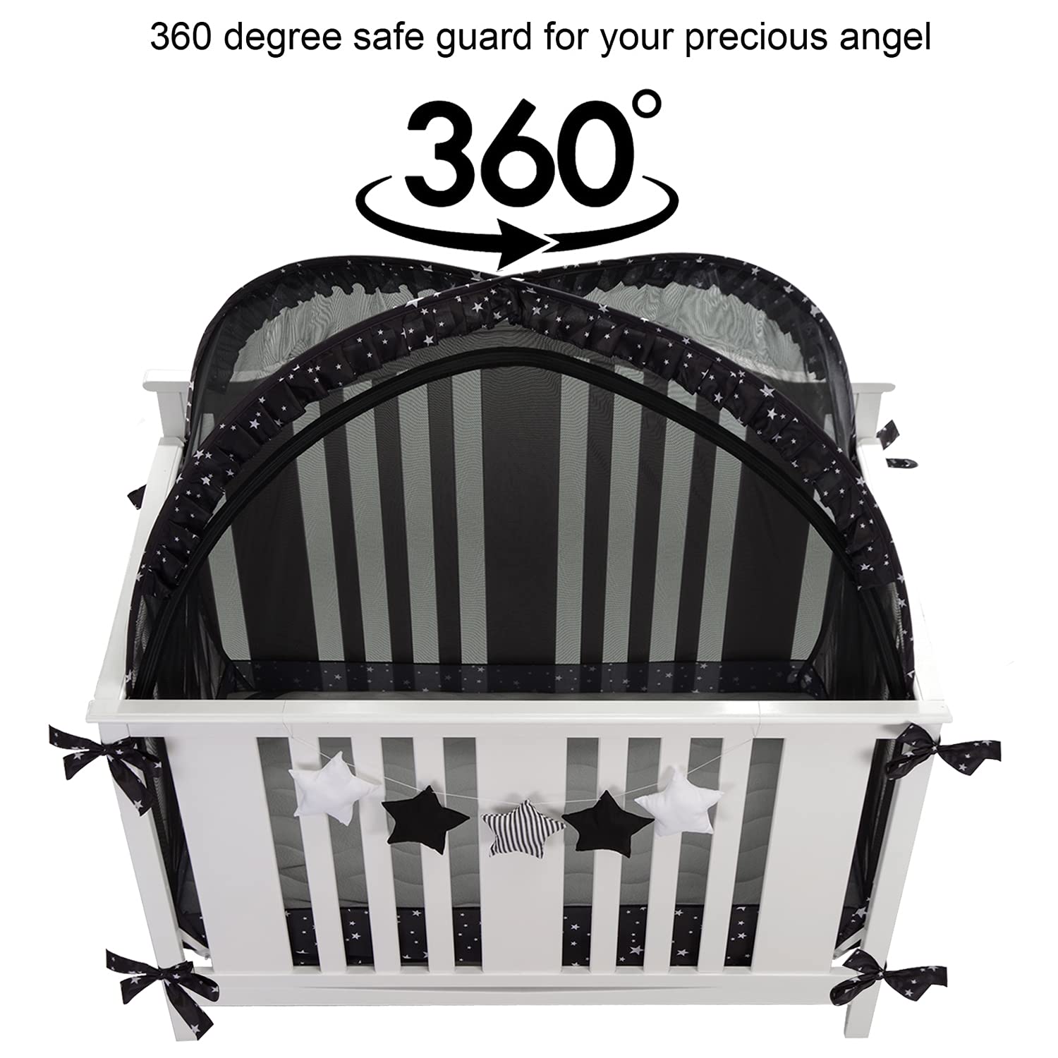 ZXPLO Safety Crib Tent mosquito-netting keeps bugs out during naps.