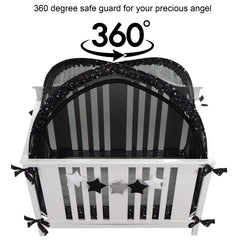 ZXPLO Safety Crib Tent mosquito-netting keeps bugs out during naps.