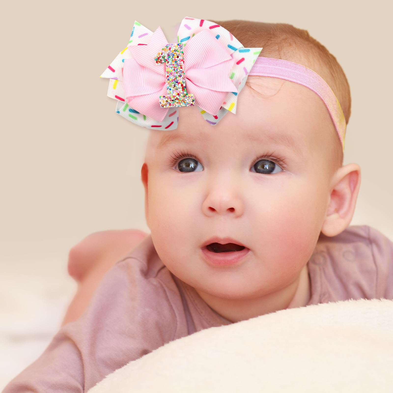 Zxvskr bow photo prop pink enhances birthday photo moments.