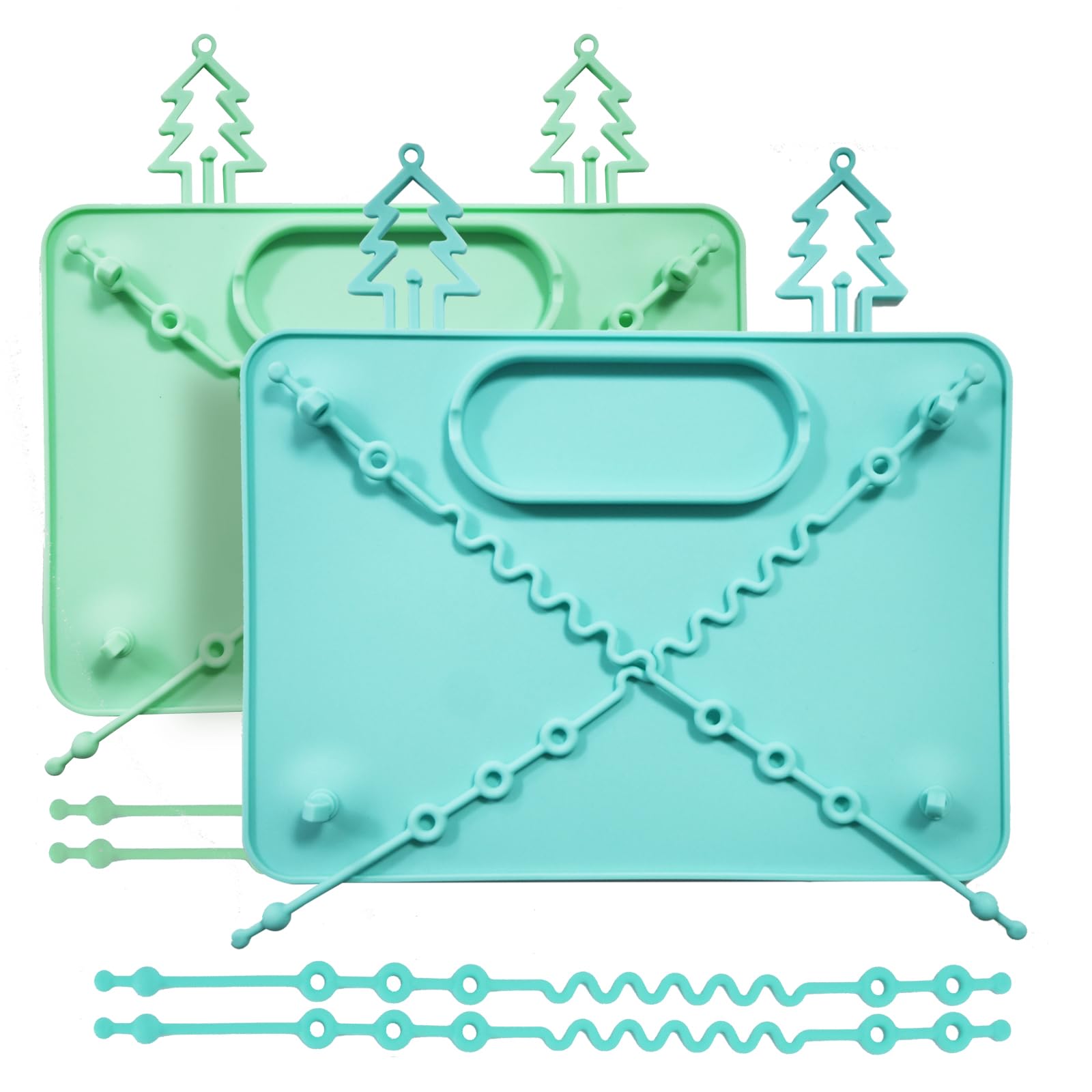 ZYATKSML 2-pack baby silicone mats arranged for travel-friendly toddler dining.