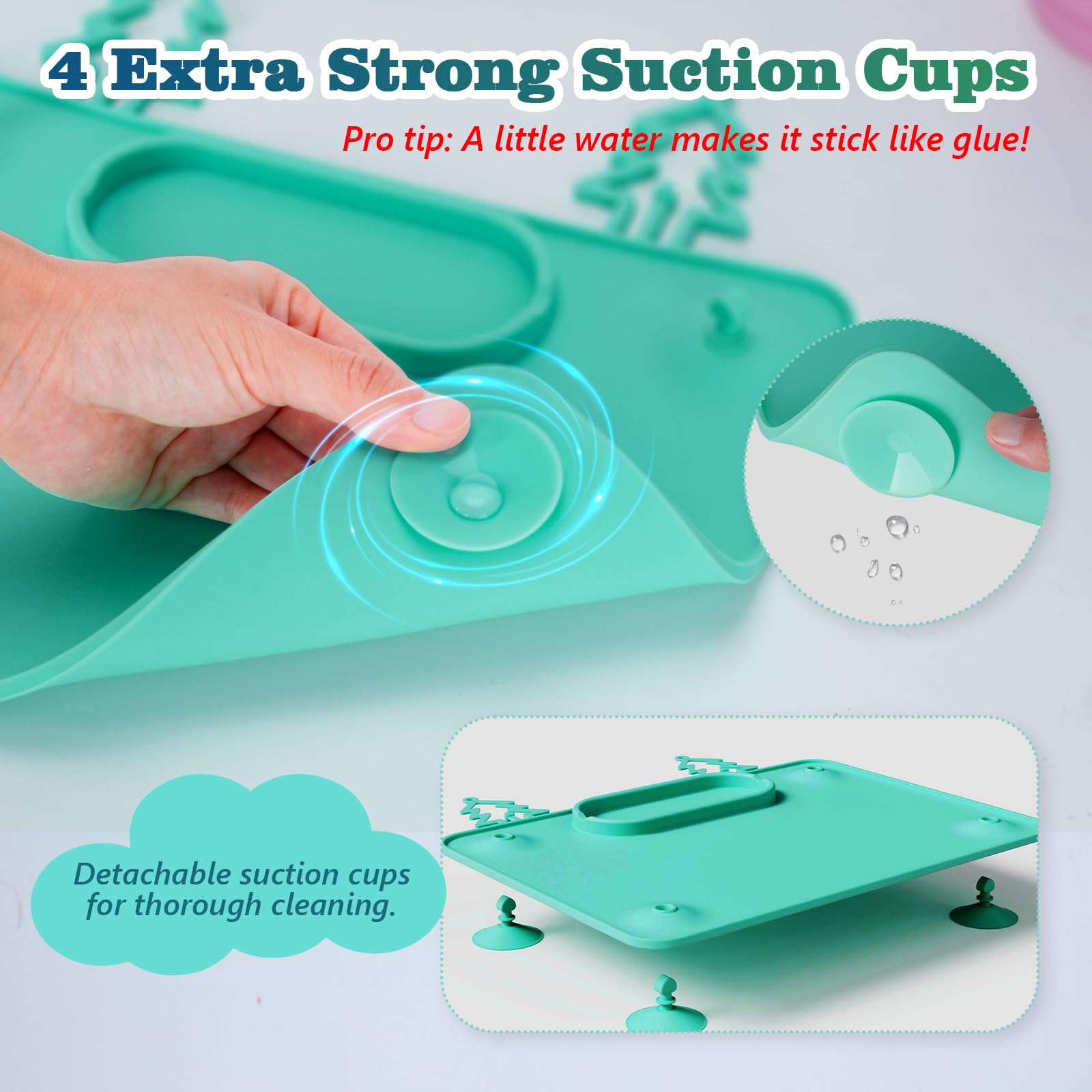 ZYATKSML placemat on a high chair shows secure suction for mess-free meals.