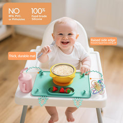 ZYATKSML food-grade silicone material highlights BPA-free safety for kids’ meals.