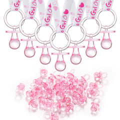 ZYFLSQ 24 Baby Shower Pacifiers Necklace pink pack—festive wearable party favors for guests.
