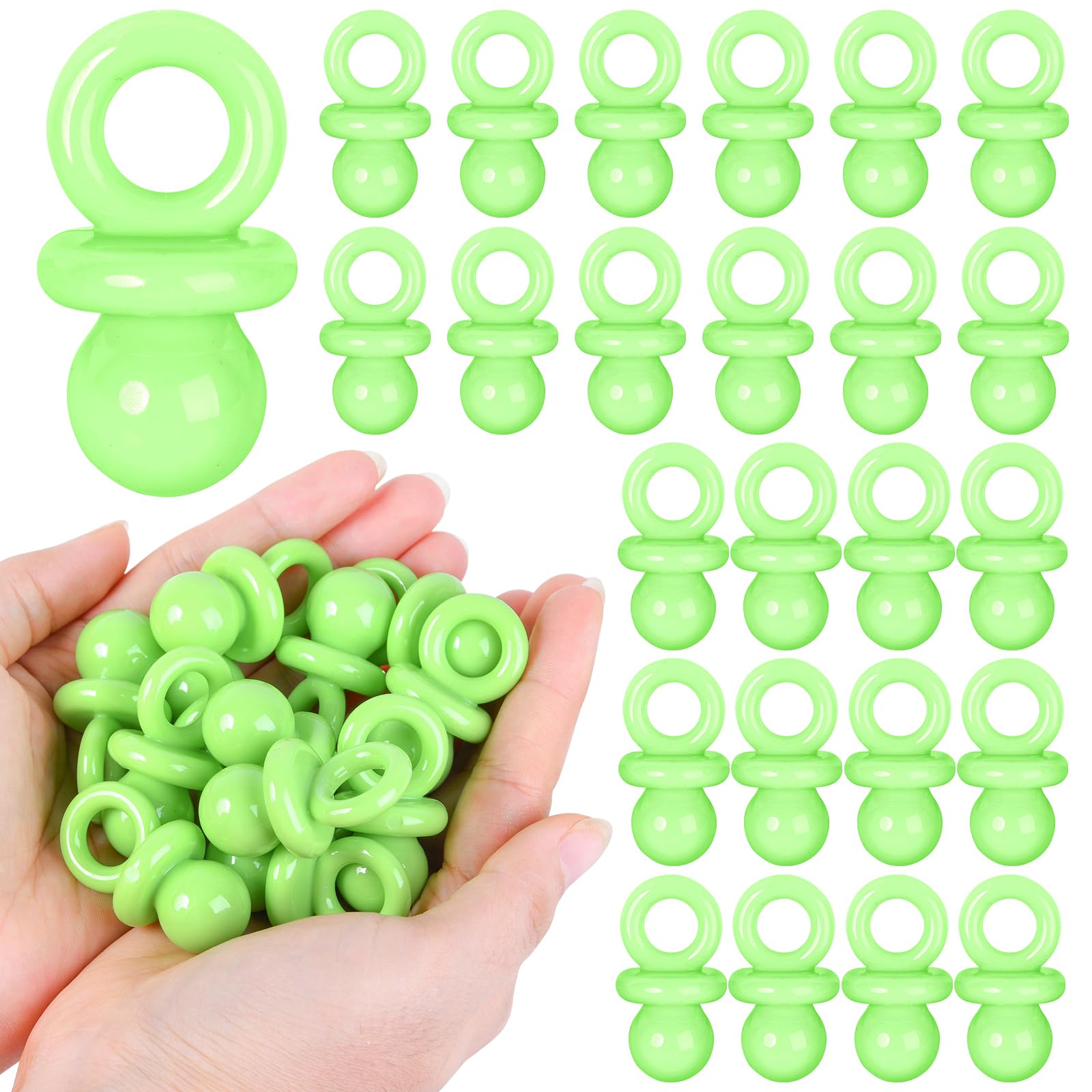 ZYFLSQ 24-pack baby shower pacifiers green pack for cute decor and fun party games.