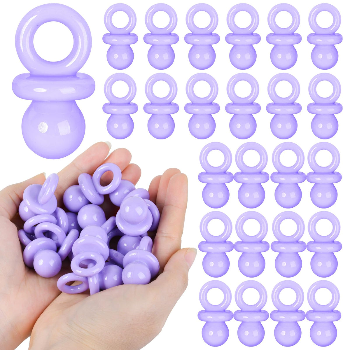 ZYFLSQ 24-pcs baby shower pacifiers purple pack for party decor and games