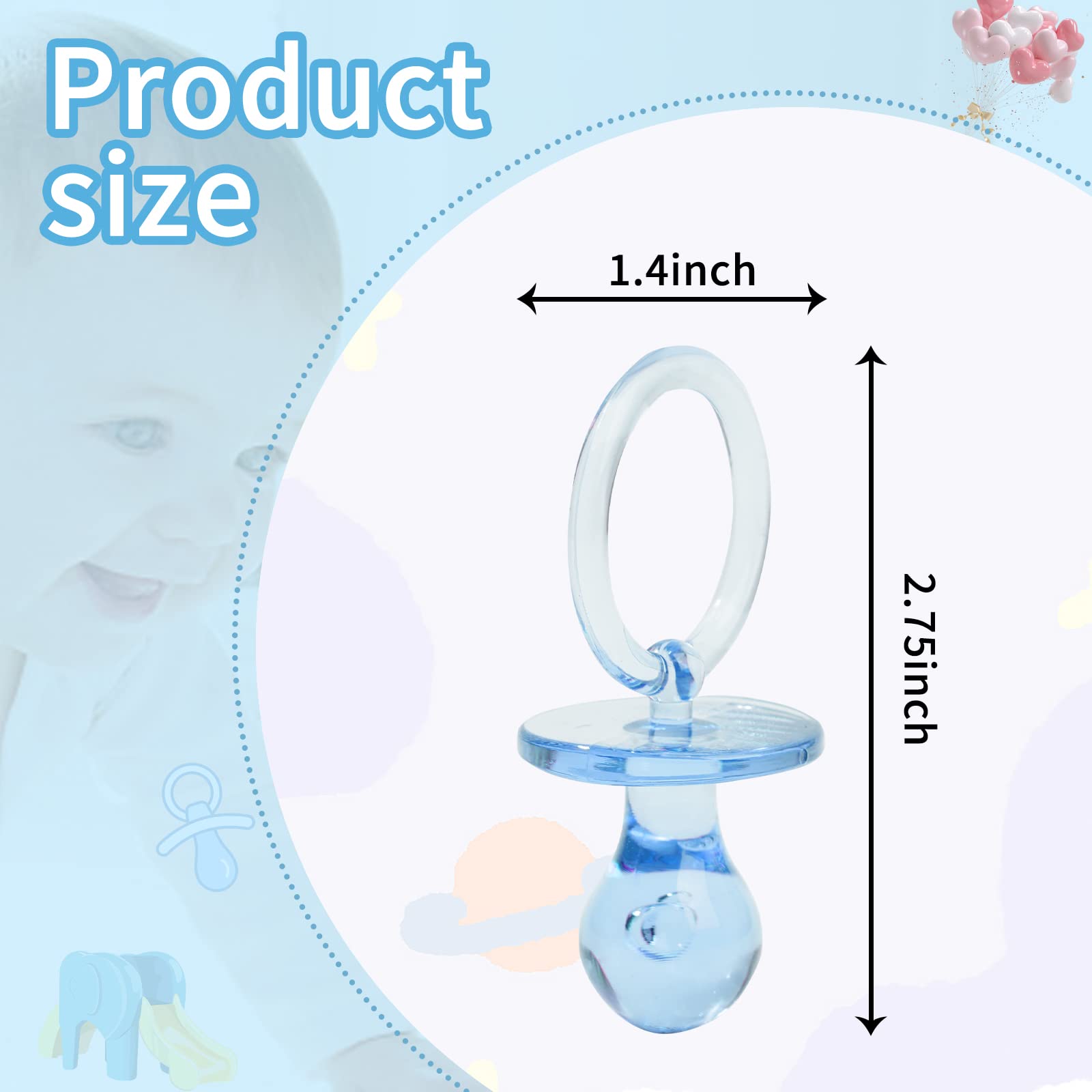 ZYFLSQ acrylic pacifier blue necklace-ready piece for DIY party keepsakes.