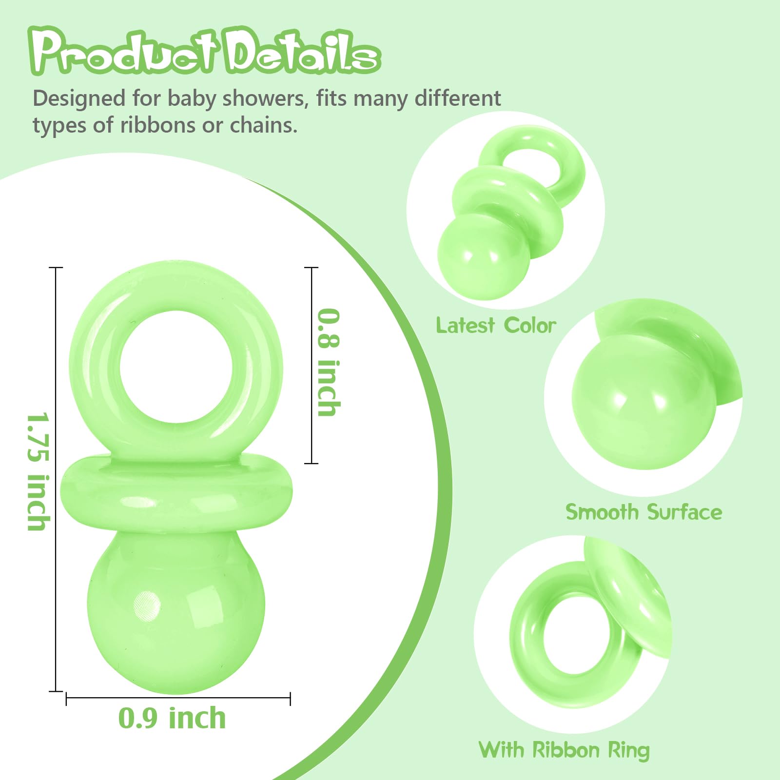 ZYFLSQ baby shower game pacifiers green setup for hunt-style games or table scatter.