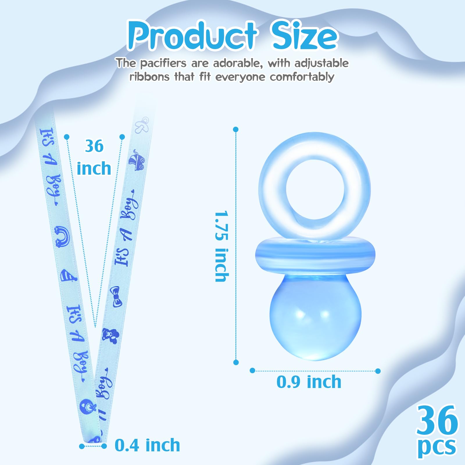 ZYFLSQ blue pacifier necklaces ribbon detail highlights soft cotton weave for comfort