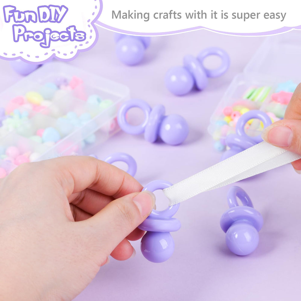 ZYFLSQ baby shower pacifiers with DIY loops for ribbon threading and crafts