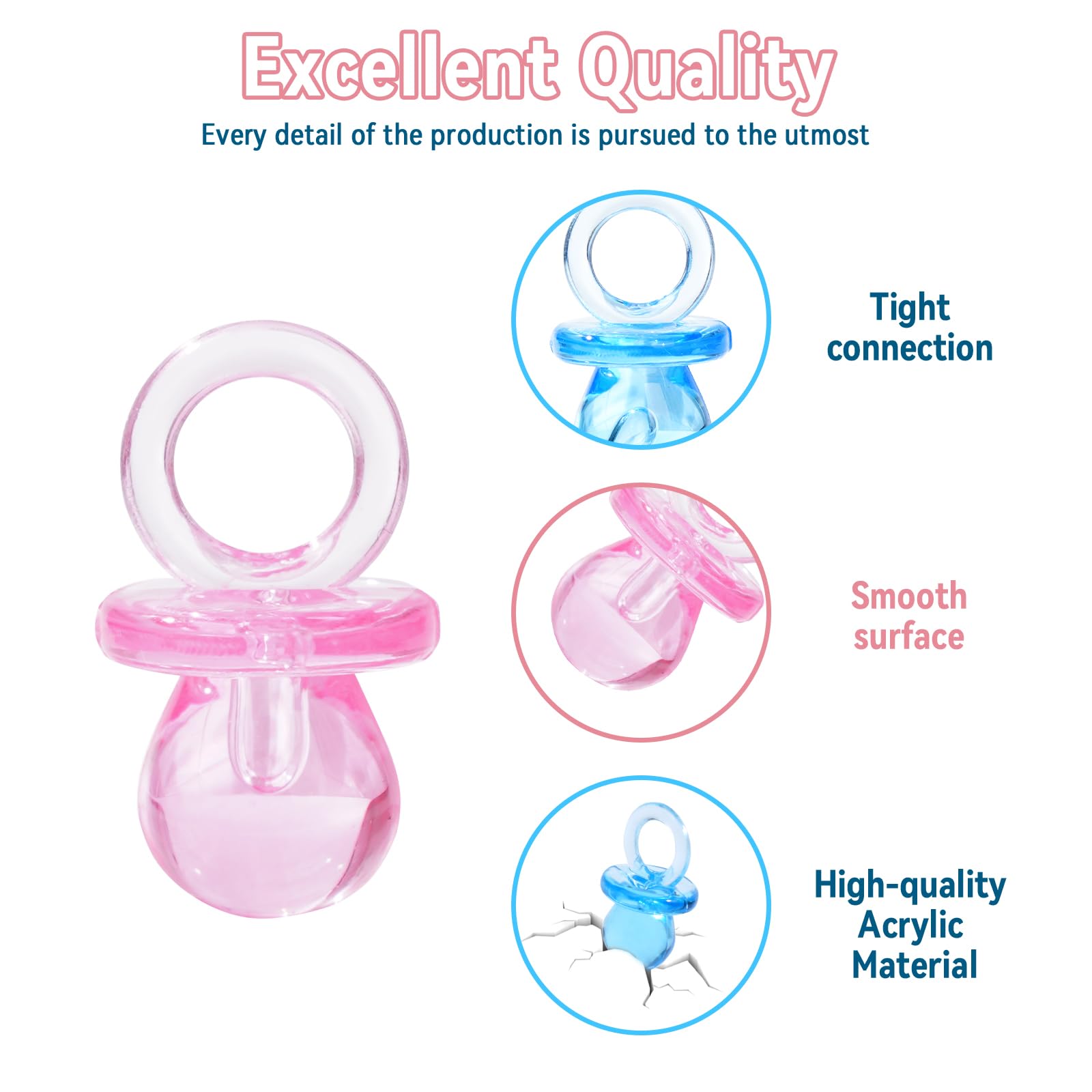 ZYFLSQ blue baby pacifier 100pcs for gender reveal party decorations