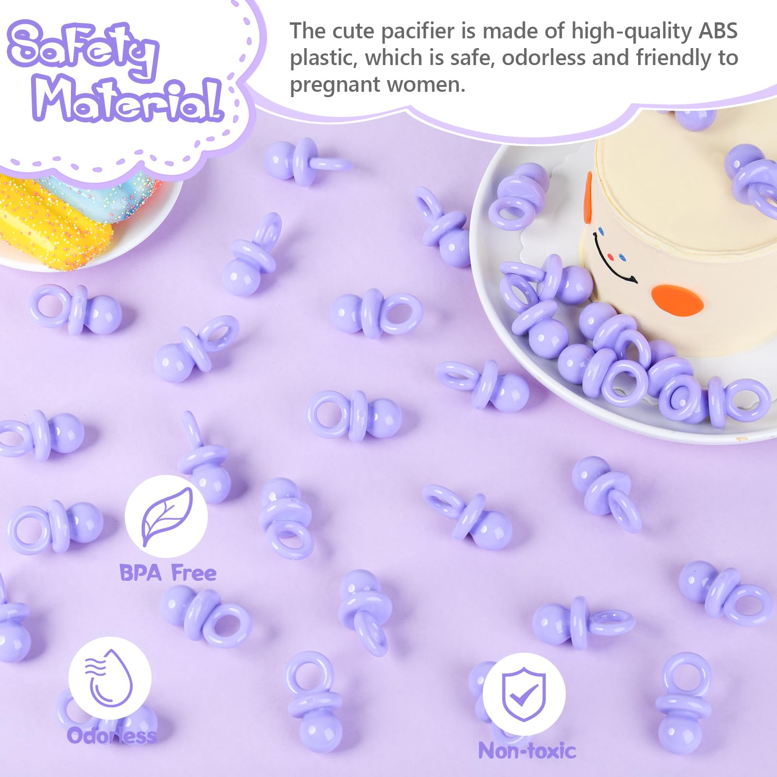 ZYFLSQ gender reveal table scatter pacifiers in purple for cute decor