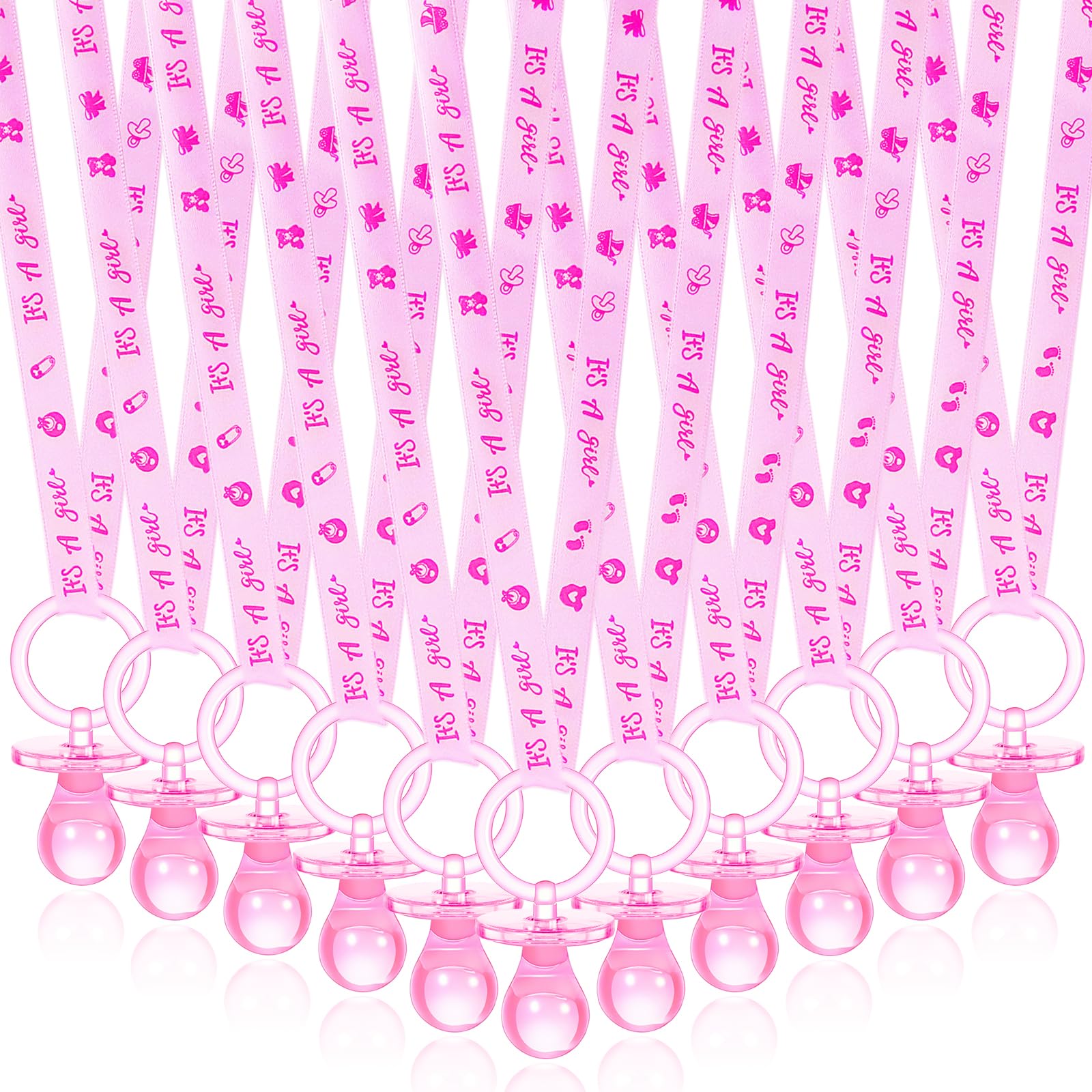 ZYFLSQ pacifier necklaces pink pack for baby showers, ideal as party favors and photo props.