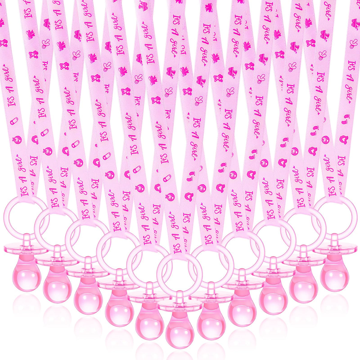 ZYFLSQ pacifier necklaces pink pack for baby showers, ideal as party favors and photo props.