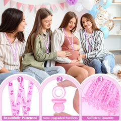 ZYFLSQ pink acrylic pacifier necklace—lightweight prop ideal for playful baby shower games.