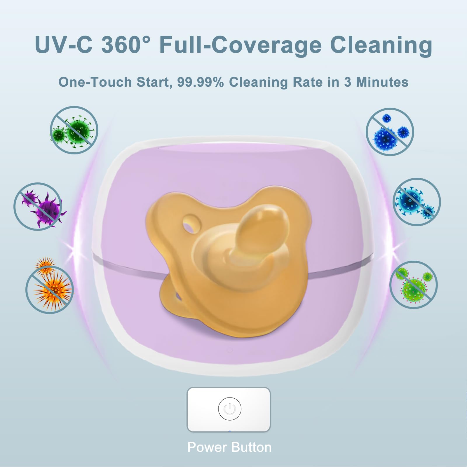 Zyntieu 270-minute battery life visual indicating long-lasting travel disinfection.