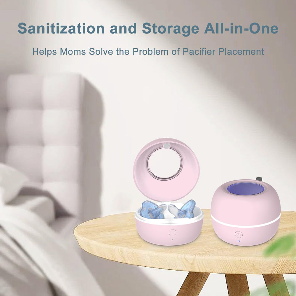 Zyntieu pink pacifier sanitizer highlights vibrant color and portability