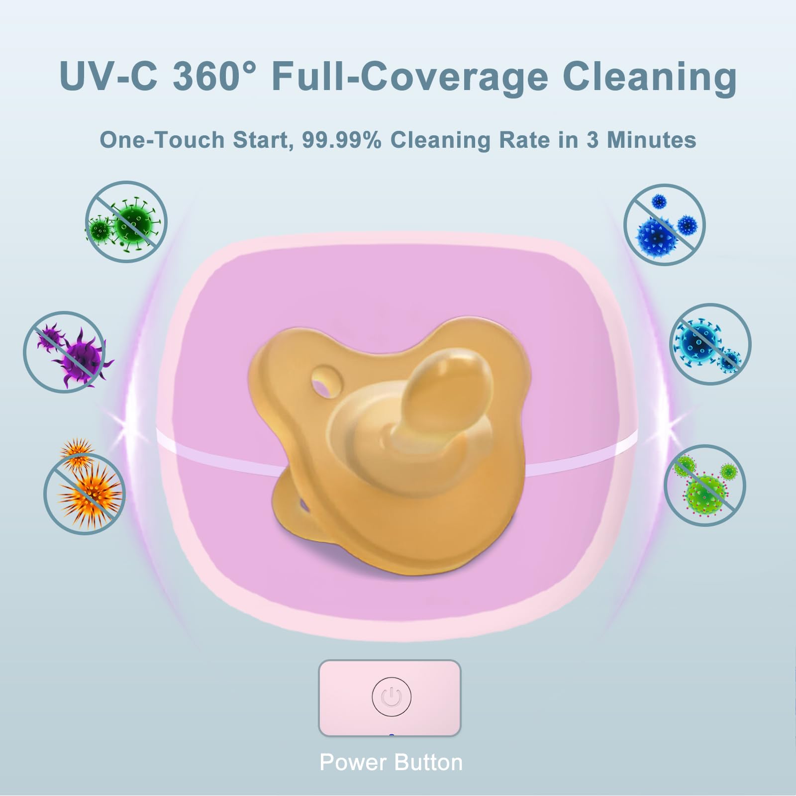 Zyntieu pacifier sanitizer uses UV-C bulbs for thorough, mercury-free sanitization