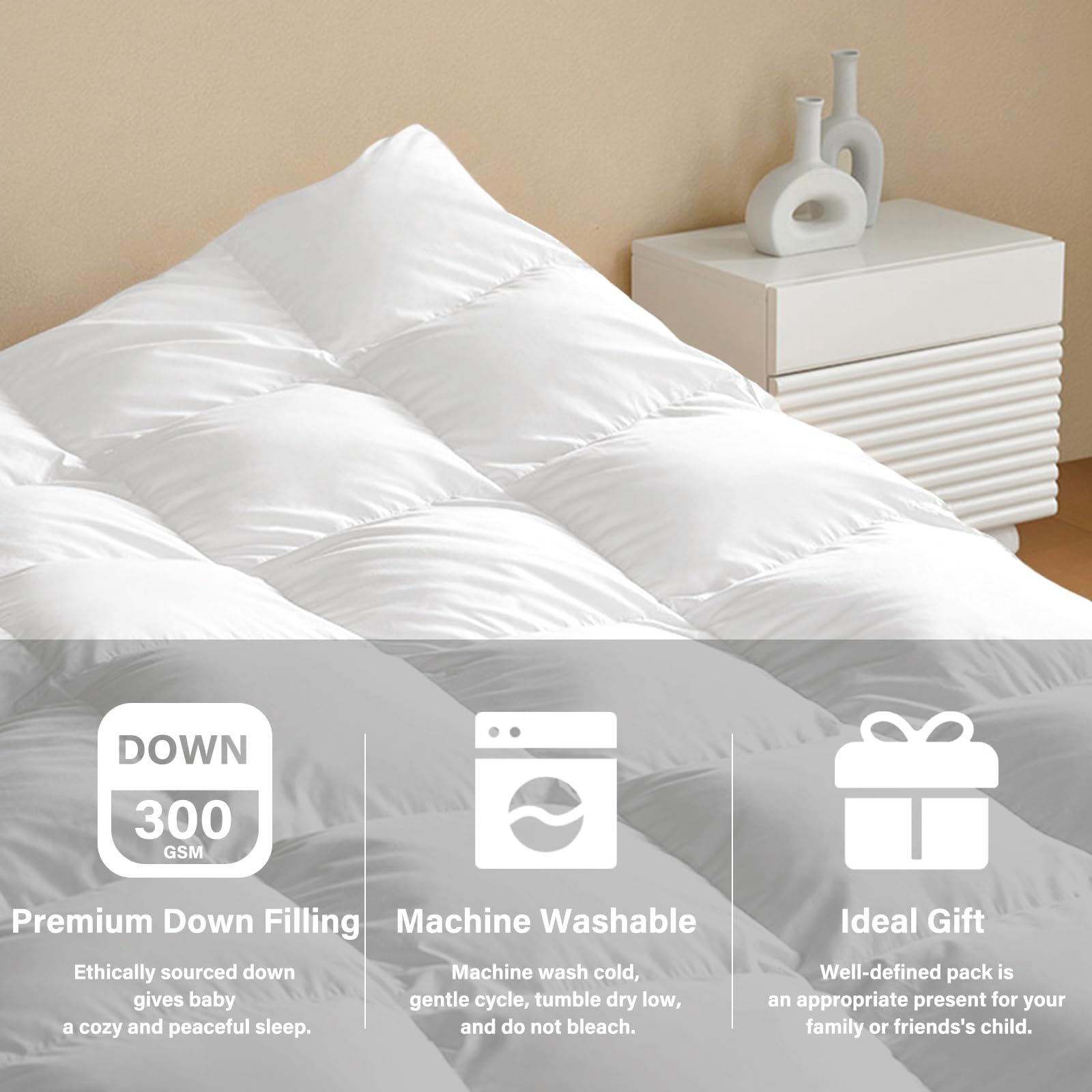 zzlamb moisture-repellent fast-drying comforter—helps baby stay dry