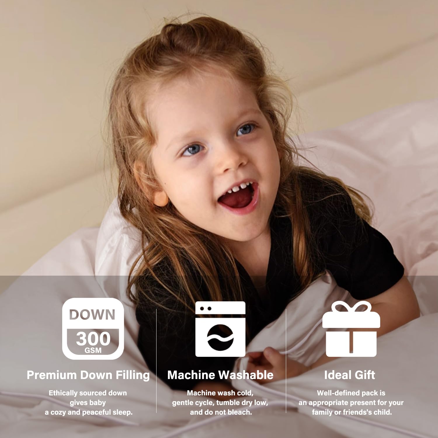 zzlamb Toddler Comforter box-construction keeps fill evenly distributed for steady warmth.