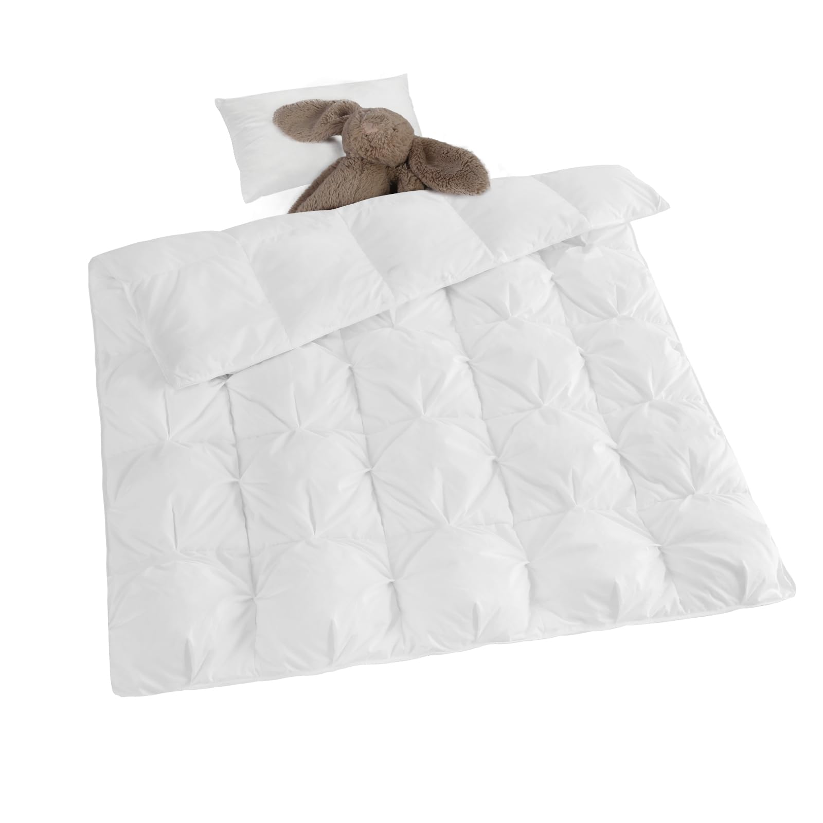 zzlamb toddler comforter pinch-pleat enhances cozy shape for crib naps.