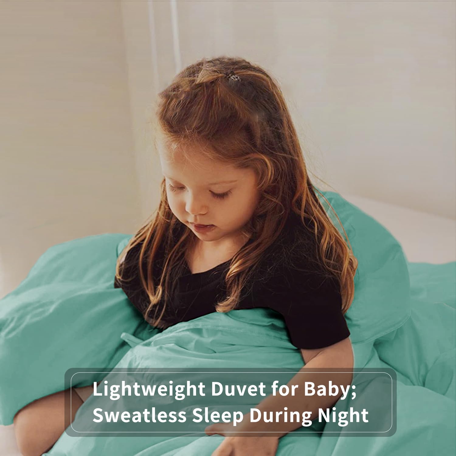 zzlamb Warm Baby Quilt in-crib use lifestyle shot demonstrates cozy sleep setup.