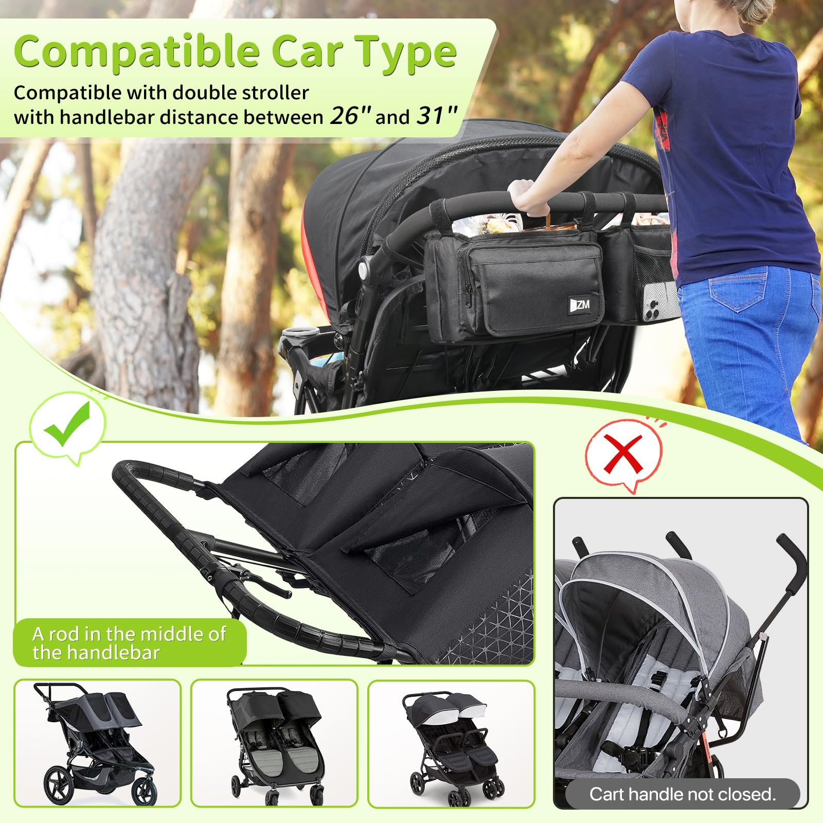 ZZM insulated pocket left keeps beverages at temperature during strolls