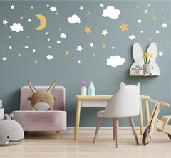 ZZMY Clouds wall decals soften ceilings for cozy bedrooms.